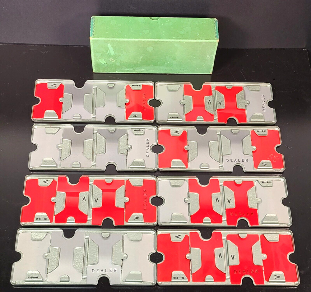Vintage Foxcraft Metal Bridge Playing Deck Card Holders, 8 Plates